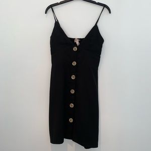Black thin strap button up dress